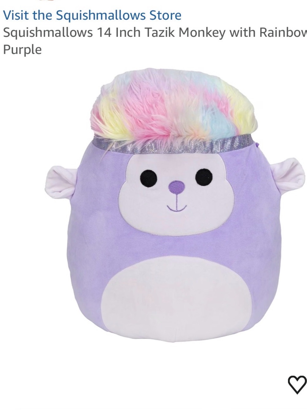 Squishmallows Purple Monkey Plush with Rainbow Hair